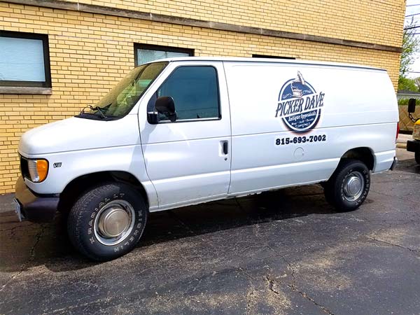 Commercial van vinyl lettering and car graphics installed in Joliet and Crest Hill Illinois