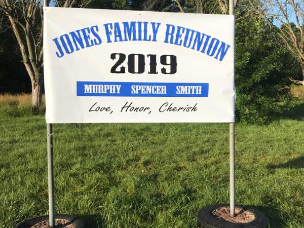 Family reunion banners printed in Joliet and Crest Hill Illinois