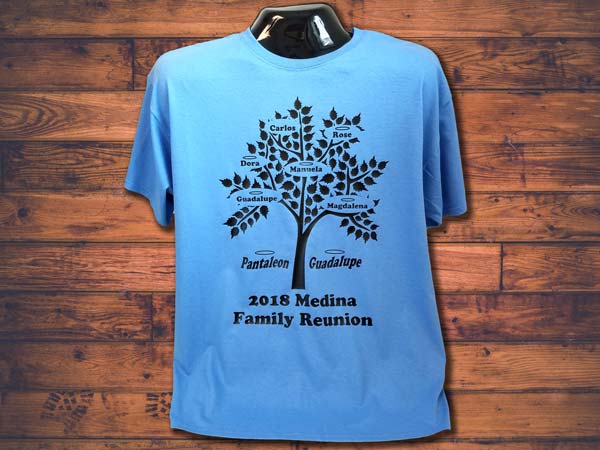 Family reunion shirts for a group gathering in Joliet and Plainfield Illinois