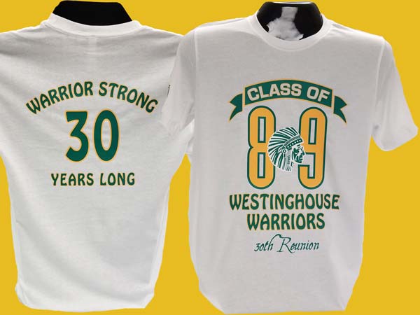 Westinghouse class reunion shirt printed in Joliet and Shorewood Illinois