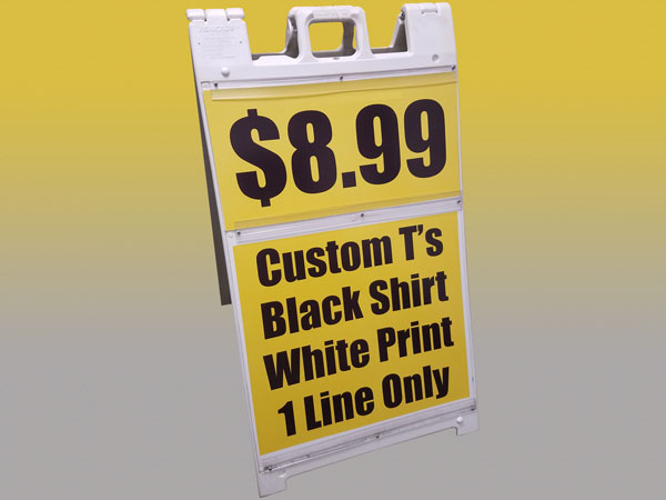 Custom a frame sidewalk sign printed and built in Joliet Illinois