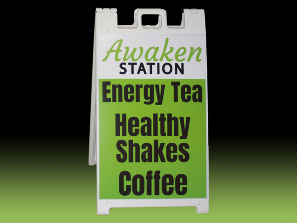 Durable plastic and metal a frame sidewalk signs in Joliet, Shorewood, and Crest Hill