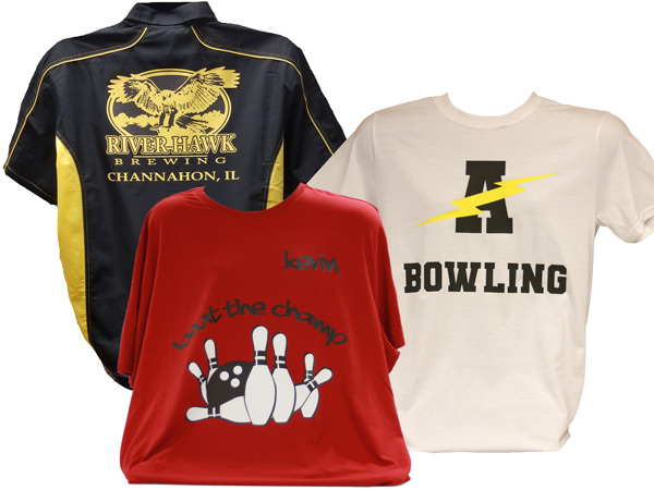 Custom bowling shirts and league spirit wear printed in Joliet Shorewood and Crest Hill Illinois