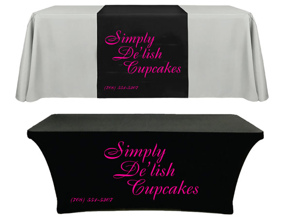 Custom printed table cloth for a business in Joliet and Crest Hill Illinois