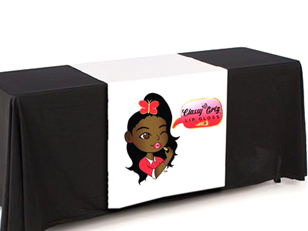 Custom printed table runner for an event in Joliet and New Lenox Illinois